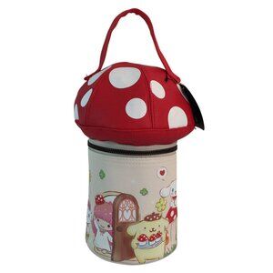 Bioworld Red and Cream Mushroom Cosmetic Bag with Hello Kitty and her friends!